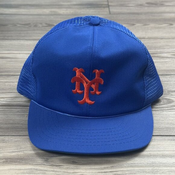 Vintage 80’s New York Mets Mesh Trucker Snapback Hat - Picture 1 of 4